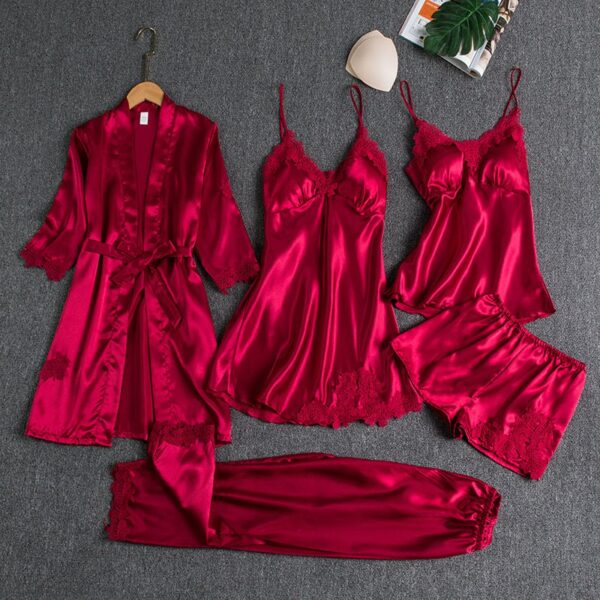 Silk Night Dress Full Set (5 in 1) - Image 2