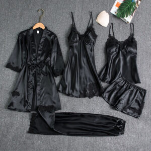 Silk Night Dress Full Set (5 in 1)